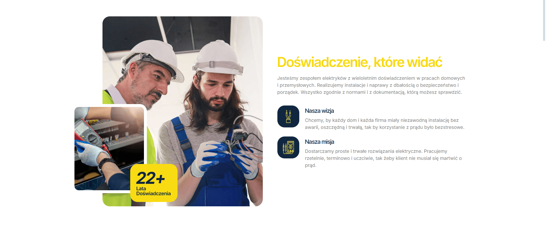 Dlaczego Elektryk w 2026 Roku Potrzebuje Skutecznej Strony? 4 Sekcja z kartami usług elektrycznych ułatwiająca nawigację na stronie