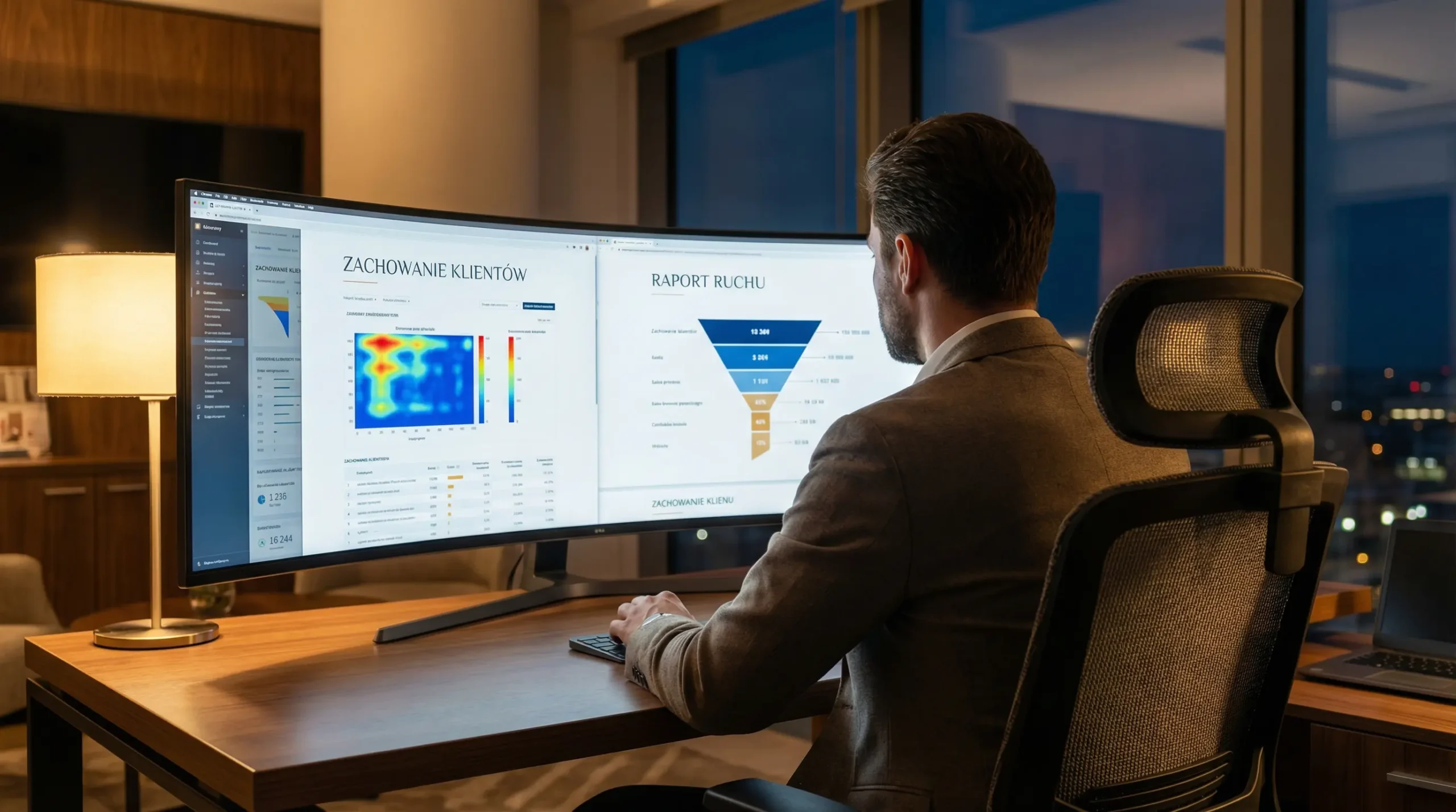 Własny sklep czy Allegro? 5 faktów, które musisz znać 3 Mężczyzna siedzący przed monitorem z raportem o klientach