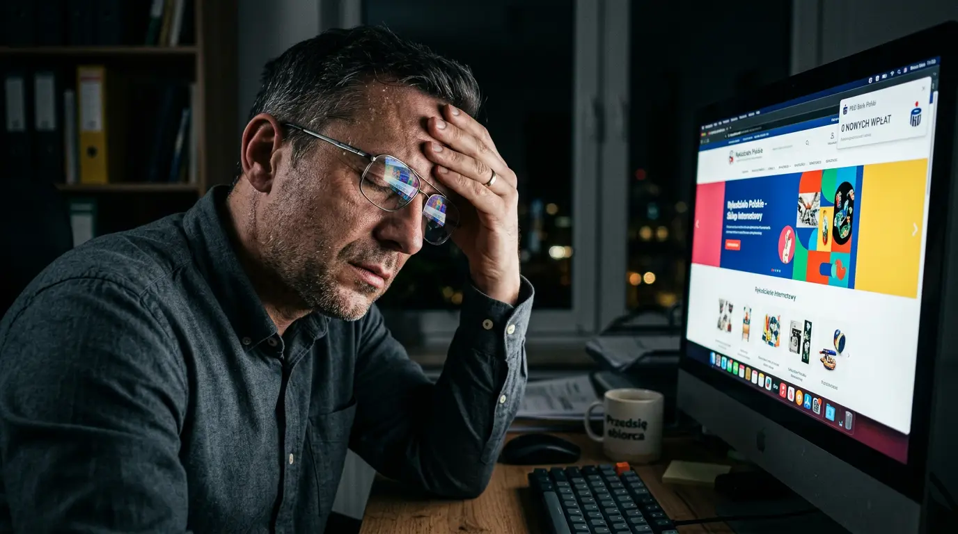 Strona Bez Strategii = Drogi Papier Toaletowy. Dlaczego Nie Zarabiasz? 1 Zmęczony właściciel firmy, którego strona bez strategii ładnie wygląda, ale nie przynosi żadnych zysków.