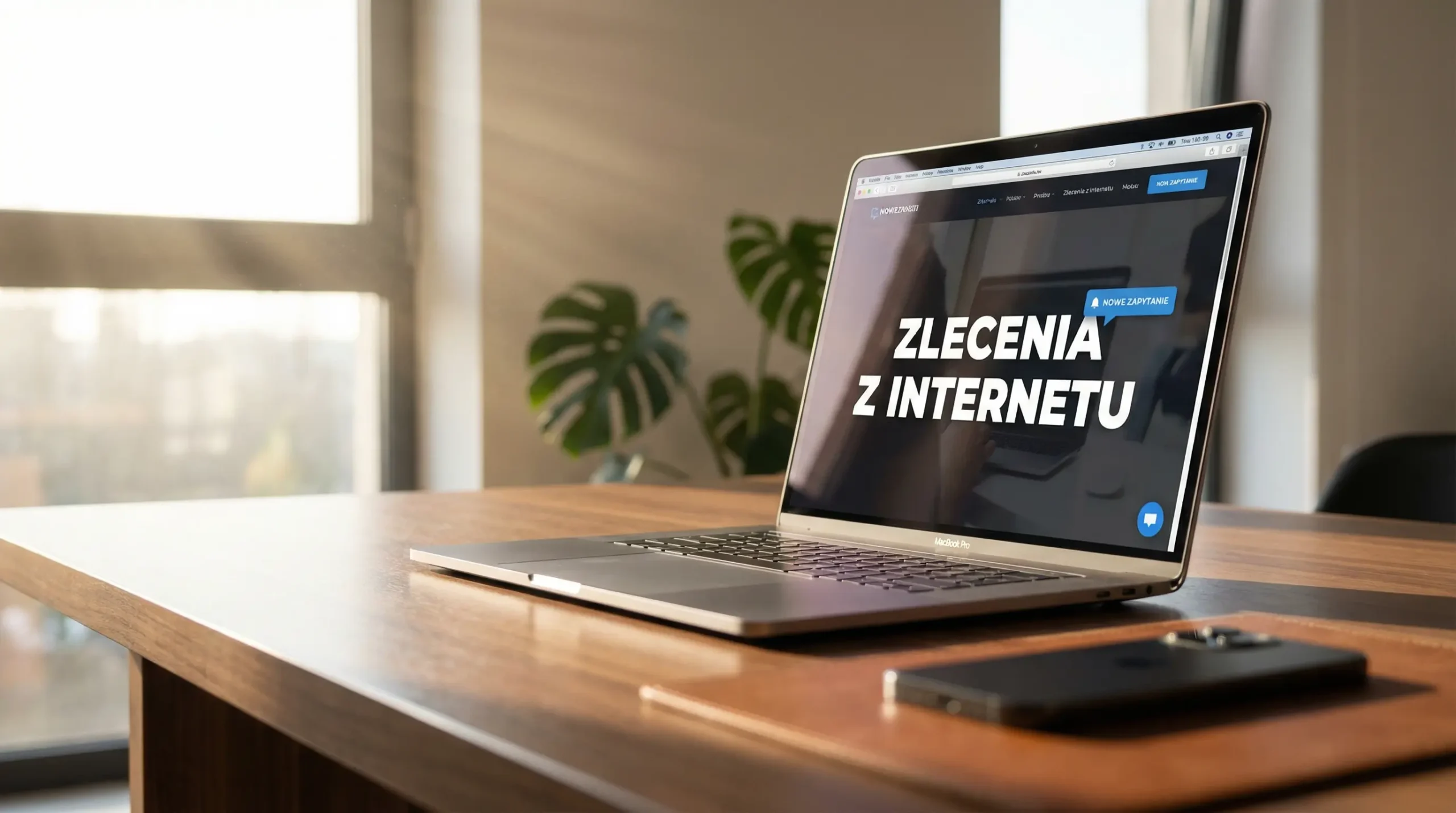 Nowe zlecenia z internetu? Sam telefon to za mało. 1 laptop z napisem zlecania z internetu
