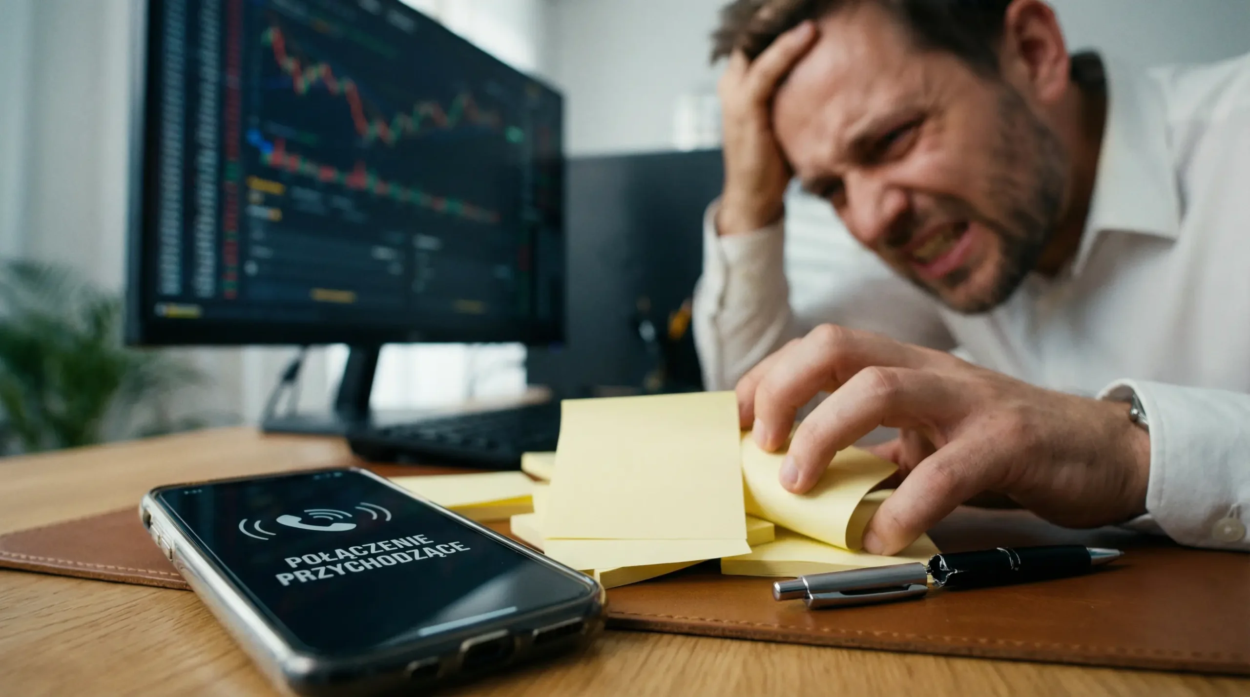 Dlaczego formularz kontaktowy bije telefon na głowę? 1 mężczyzna irytujący się dzwoniącym telefonem